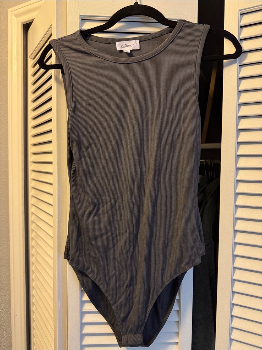 Kaileigh Sleeveless Ribbed Bodysuit - Gray
